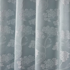 English Garden Lined Eyelet Jacquard Curtains 168cm x 183cm Duck Egg Blue | Blue