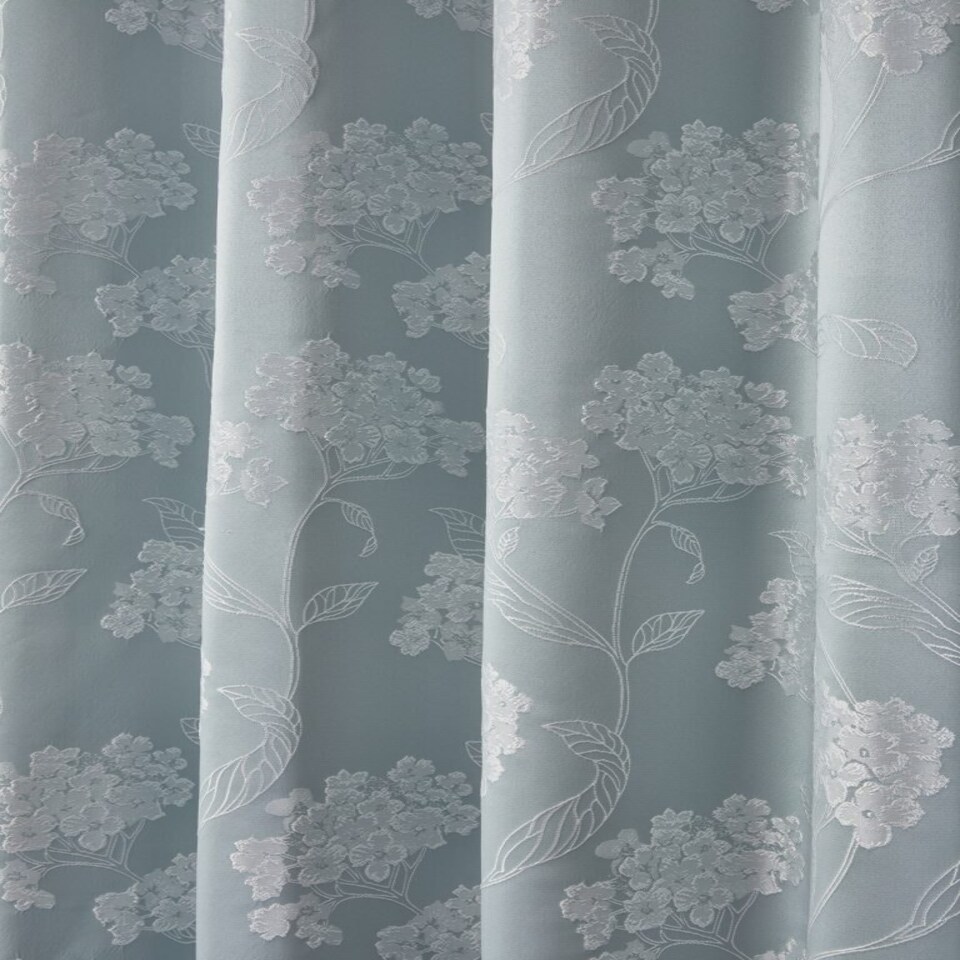 image 1 of English Garden Lined Eyelet Jacquard Curtains 168cm x 183cm Duck Egg Blue | Blue