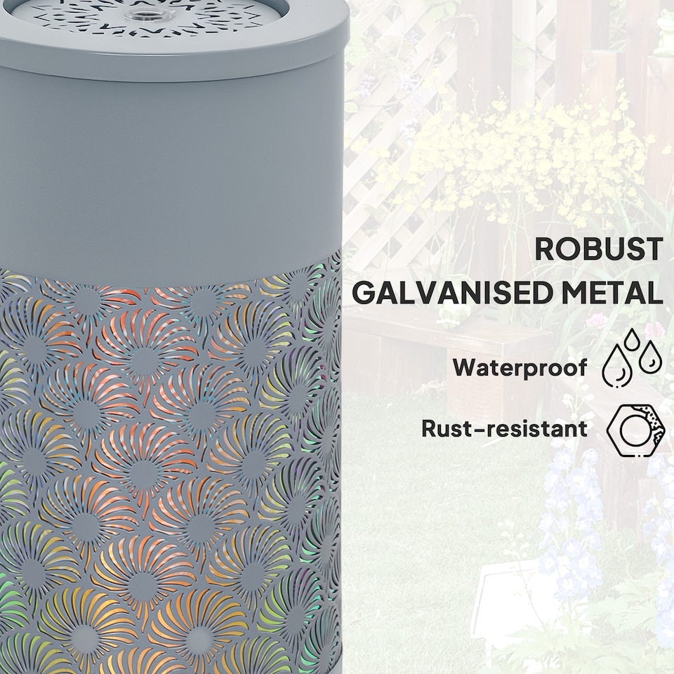 image 1 of Outsunny Outdoor Waterfall Fountain Water Feature with LED, Light Grey