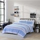 image 1 of Homes Linen Finn Stripe Duvet Cover Set with Pillowcases Reversible Striped Quilt Cover Soft Breathable Easy Care Bedding | Blue | Single