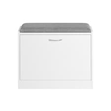 SoBuy Shoe Storage Bench with Flip Drawer & Cushioned Seat, White, 23.6x9.4x18.5 in, 11.9 kg - FSR16-K-W