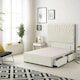 image 3 of Sunburst Divan Bed with 4 Drawers & 54'' Floor Standing Headboard Plush Velvet | Cream | Ivory
