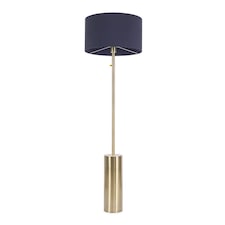 ValueLights Lexy Antique Brass Dimmable Floor Lamp with Navy Blue Shade | Blue
