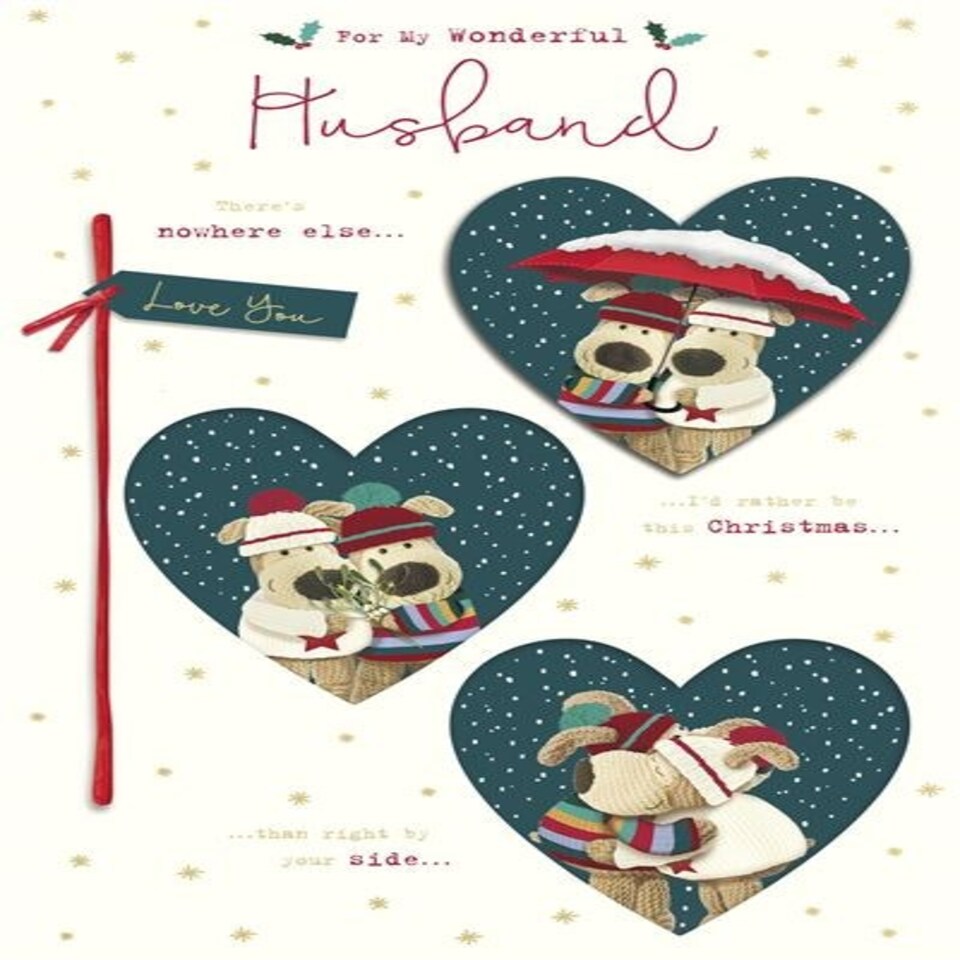 image 1 of Boofles In Hearts Husband Christmas Card