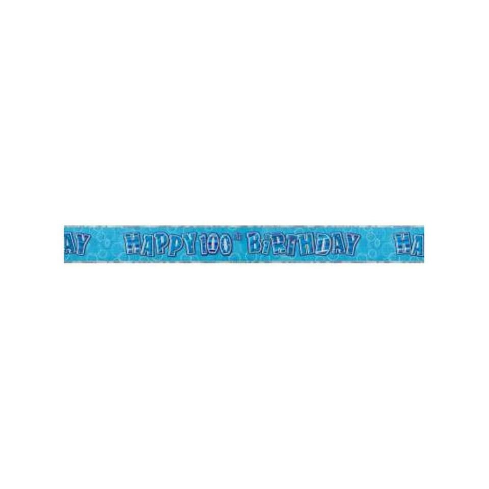 image 1 of Unique Party Prism 100th Birthday Banner - Blue - 12ft