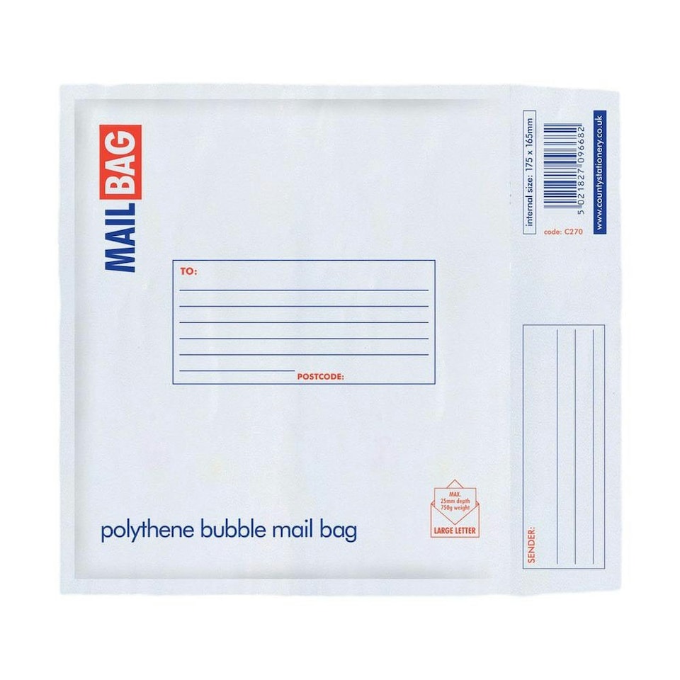image 1 of Pack of 10 CD Size Polythene Bubble Mail Bags