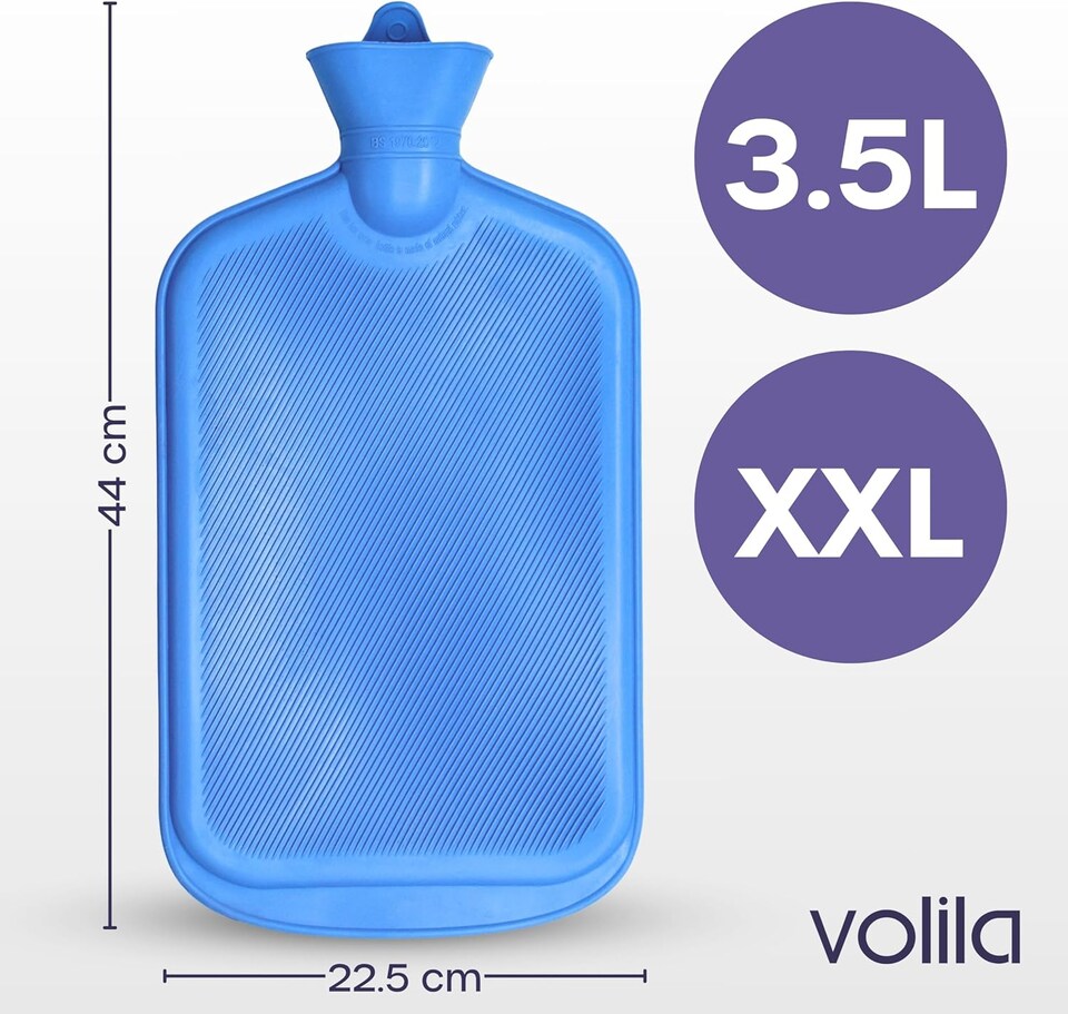 image 1 of 3.5L Extra Large Hot Water Bottle with Zipper & Hand Pocket | Blue | Blue with Zipper | 3.5L