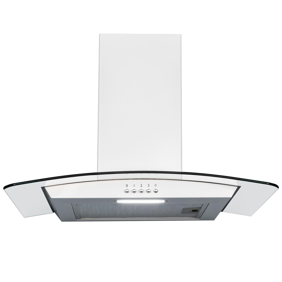 image 1 of SIA CGH60WH 60cm White Curved Glass Chimney Cooker Hood Kitchen Extractor Fan