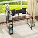 image 6 of COSTWAY Computer Desk Writing Desk with Power Strip Brown Brown
