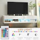 image 5 of HOMCOM High Gloss TV Stand Unit Wall Mounted with LED Lights, White