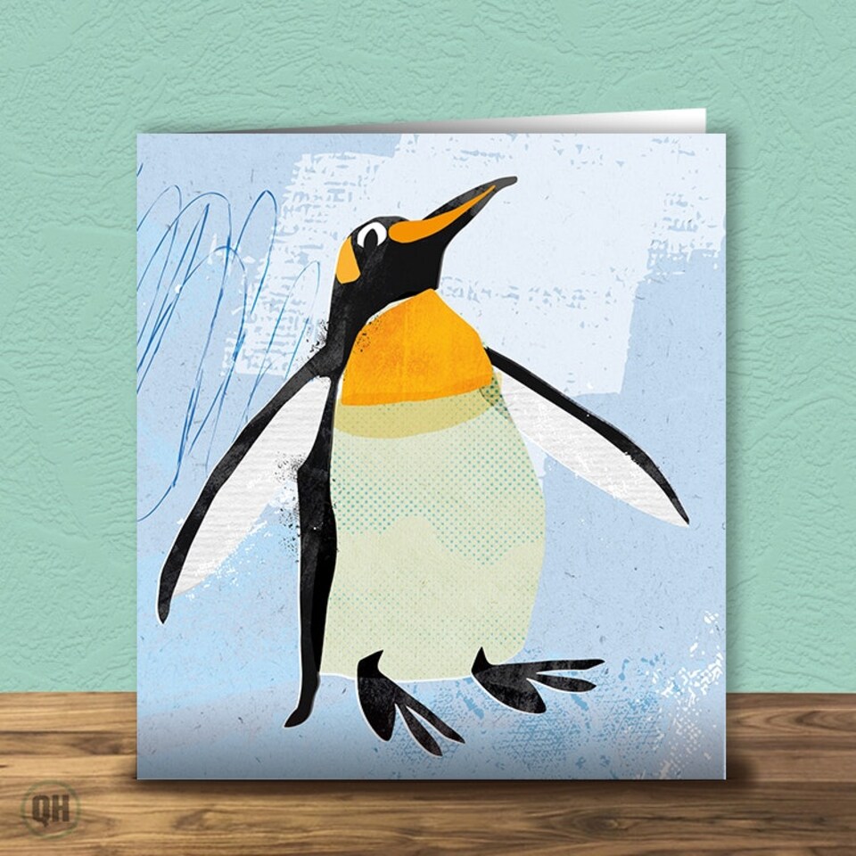image 1 of Penguin Illustration Wildlife Art Greetings Card By Paul Delaney