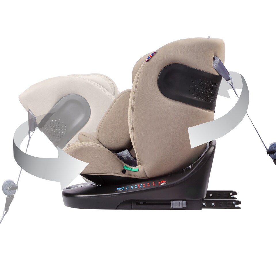 image 1 of Cozy N Safe Galaxy i-Size 360 Rotating Car Seat 40-150cm, ISOFix & Top Tether, Extended Rear & Forward Facing, 5 Recline Positions, Side Impact Protection, Birth to 12 Years (Ecru)