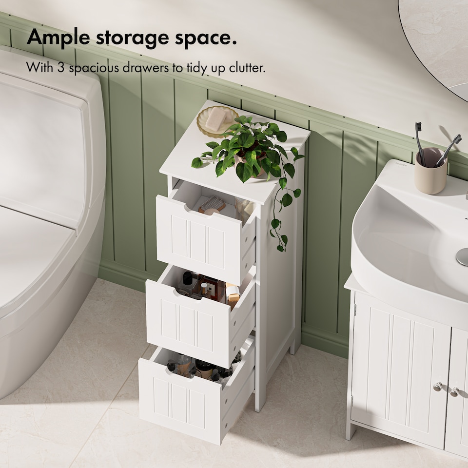 image 1 of Vonhaus Holbrook Bathroom Storage Drawers with 3 Drawers Freestanding