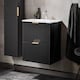 image 2 of Bathroom Vanity Unit with Basin 800mm Ribbed Textured Black Modern Wall Hung Floating - Adel