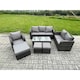 image 1 of Fimous 9 Seater High Back Rattan Garden Furniture Set with Loveseat Sofa Rectangular Coffee Table 3 Footstools Indoor Outdoor Patio Lounge Sofa Set Dark Grey Mixed