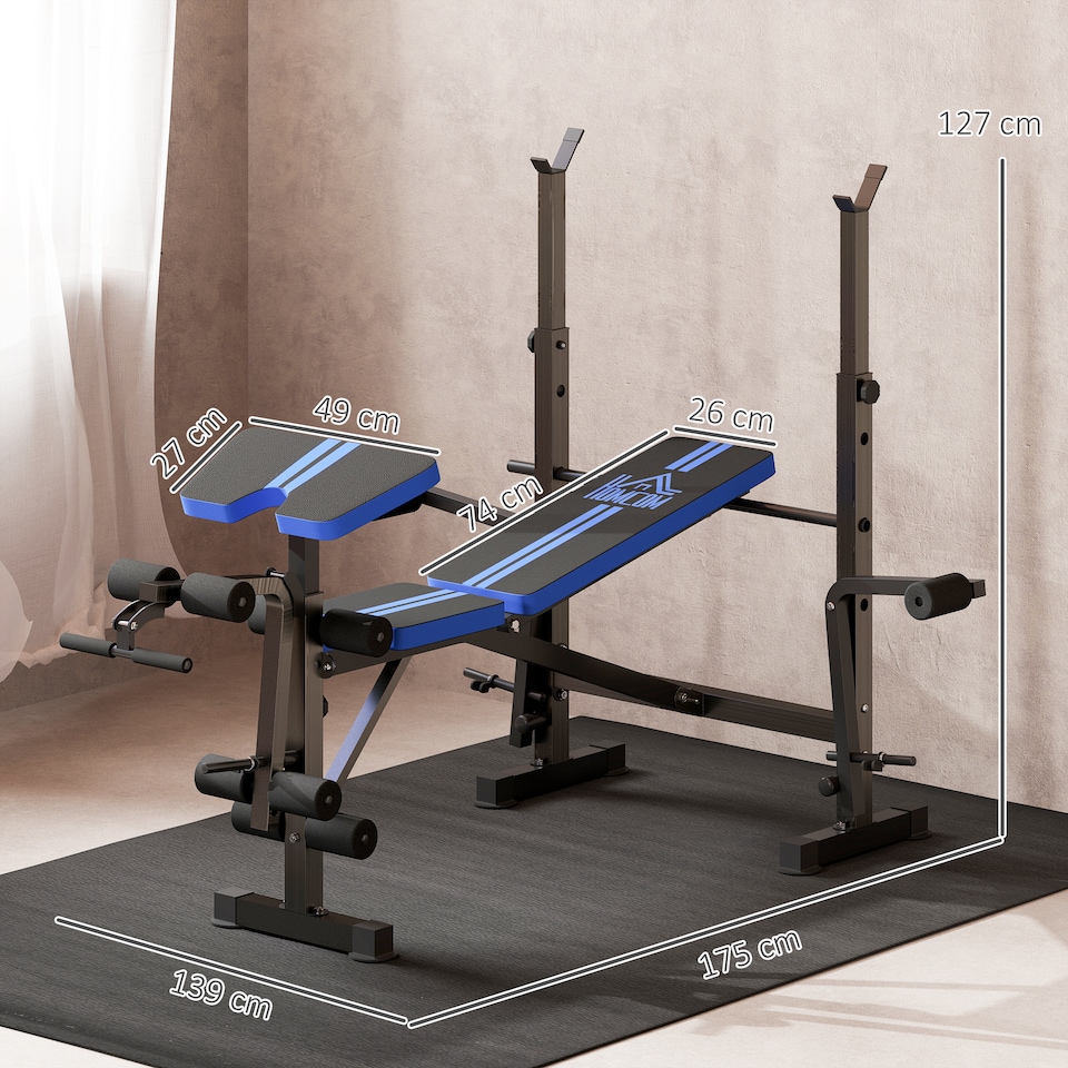 image 1 of HOMCOM Multi-Function Adjustable Weight Training Bench Gym Fitness Lifting