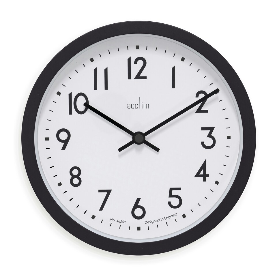image 1 of Acctim Elstow Small Kitchen Wall Clock Quartz Retro Style 20cm Black