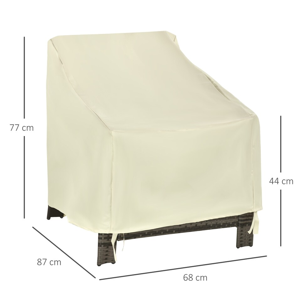 image 1 of Outsunny Furniture Cover Single Chair Protector 600D Oxford 68x87x44-77cm | White | Beige | 68L x 87W x 44-77H cm