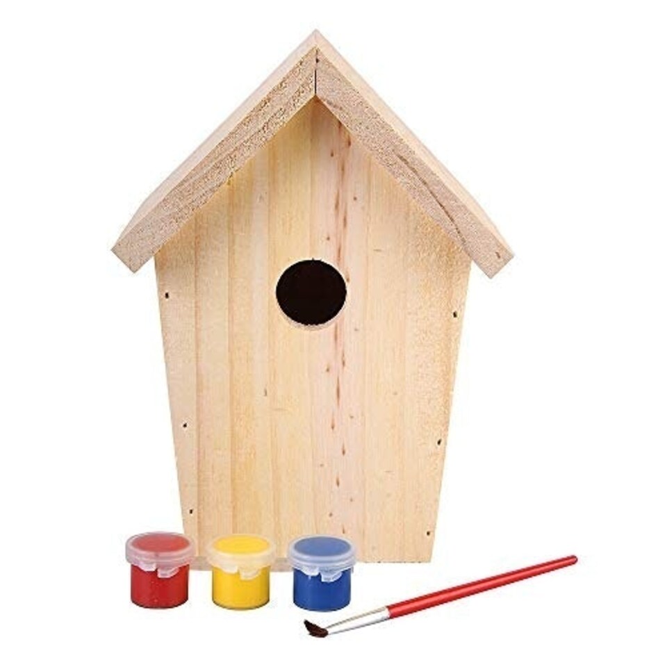 image 1 of Wooden DIY Paintable Bird Nest Box Multi