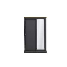 Devon 2 Door Sliding Wardrobe - Particle Board - L57.7 x W113.8 x H181.6 cm - Charcoal | Black