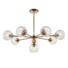 Allegra 8 Light Multi Arm Glass Shade Ceiling Pendant Antique Brass