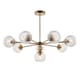 image 1 of Allegra 8 Light Multi Arm Glass Shade Ceiling Pendant Antique Brass