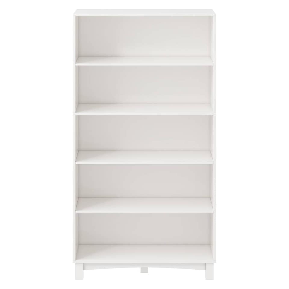 image 1 of Wide Shelf Tier Wooden Bookcase Shelving Modern Open Display Storage Cabinet | White | White 5 Tier Wide | 1