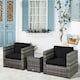 image 2 of Outsunny 3Pcs Patio 2 Seater Rattan Sofa Garden Furniture Set Coffee
