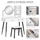 image 4 of HOMCOM Dressing Table Set with Mirror and Stool, Vanity Makeup Table with 3 Drawers and Open Shelves for Bedroom, Living Room, White