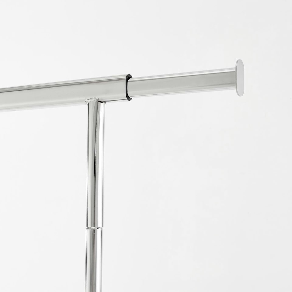 image 1 of Heavy Duty Chrome Clothes Rail Adjustable Width Height with Shelf Locking Wheels Chrome | One Size