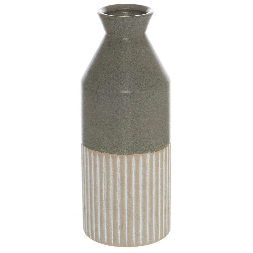image 1 of Hill Interiors Mason Collection Ellipse Ceramic Tall Vase - Grey - 40cm x 12cm x 12cm