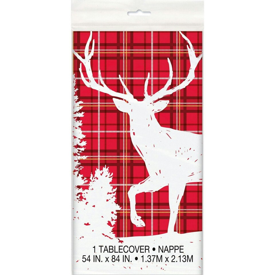 Unique Party Lumberjack Plaid Party Table Cover - Red/White - One Size