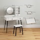 image 5 of HOMCOM Dressing Table Set with Mirror and Stool, Vanity Makeup Table with 3 Drawers and Open Shelves for Bedroom, Living Room, White