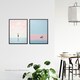 image 3 of Set of 2 Prints Pink on Blue Water Minimalism Boat at Sea Umbrella  Home Decor Wall Art Prints 12X16 Inch