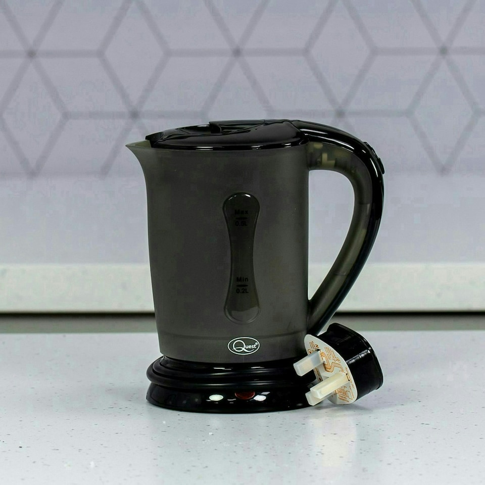 image 1 of Quest 0.5L Travel Kettle With Dual Voltage & 2 Cups - Black
