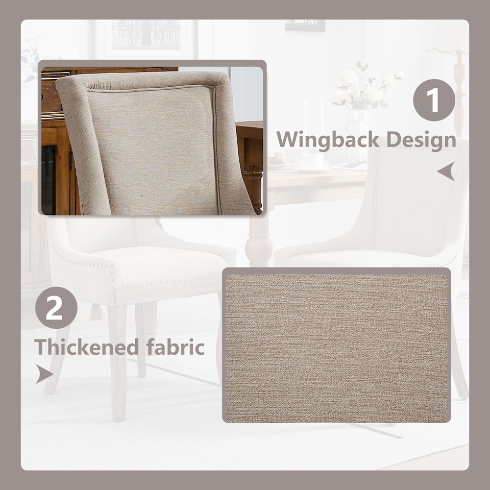 image 1 of Bewley Set of 4 Vintage Upholstered Dining Chairs with Wood Legs