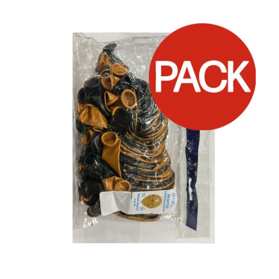 Creative Party Latex Printed 40th Birthday Balloon (Pack of 50) - Black/Gold - One Size