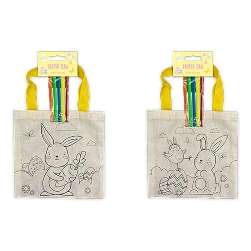 Assorted Colour Your Own Easter Canvas Bag 32cm