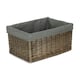 image 5 of Medium Antique Wash Grey Cotton Grey Lined Willow Storage Baskets | Grey | Grey