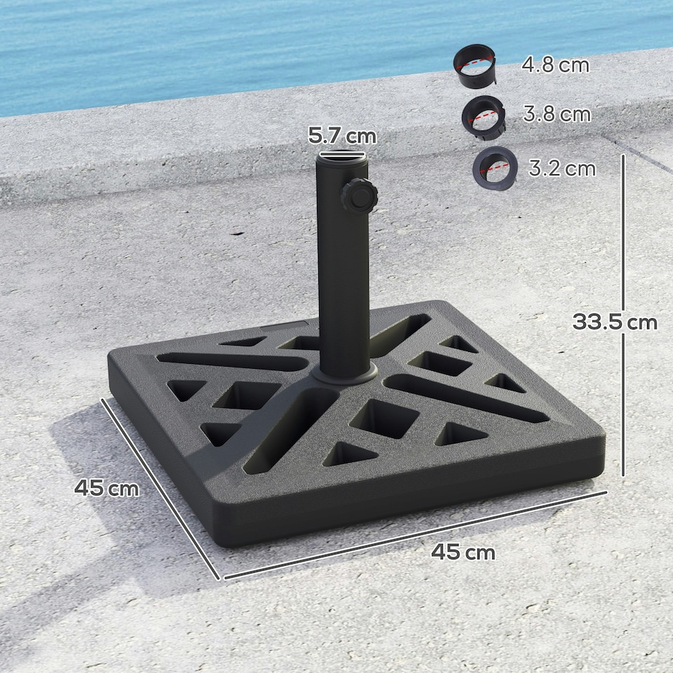 image 1 of Outsunny Parasol Base 15kg Garden Umbrella Stand with Cut-Out Design, Black