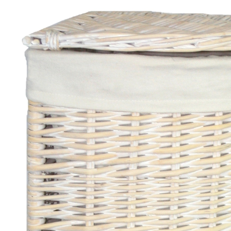 image 1 of Set of 2 Corner White Wash Laundry Basket with a White Lining | White | White