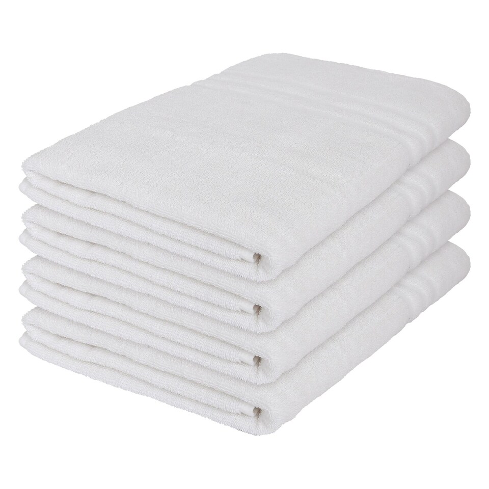 image 1 of Nicola Spring Cotton Bath Sheets - 160cm x 90cm - White - Pack of 4