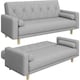 image 2 of Yaheetech Button-tufted Fabric 3-Seater Sofa Bed with 2 Bolster Pillows
