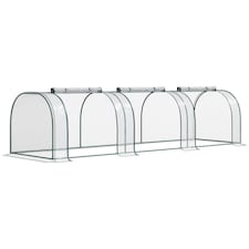 Outsunny Tunnel Greenhouse Steel Frame for Garden Backyard w/ Zipper Doors