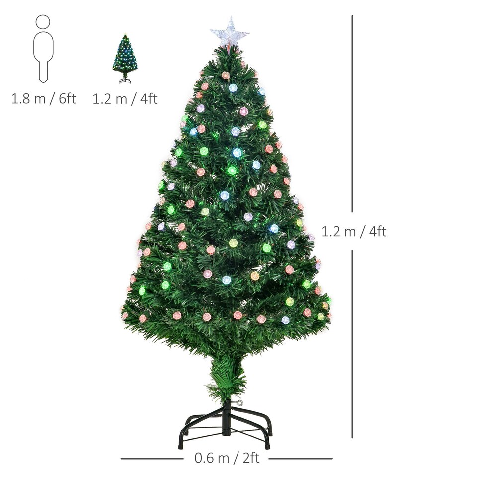 image 1 of 4FT Pre-Lit Artificial Christmas Tree w/ Fibre Optic Led Light Xmas Decorations