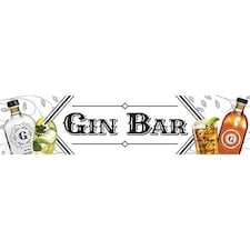 Gin Bar White PVC Party Sign Decoration 110cm x 26cm