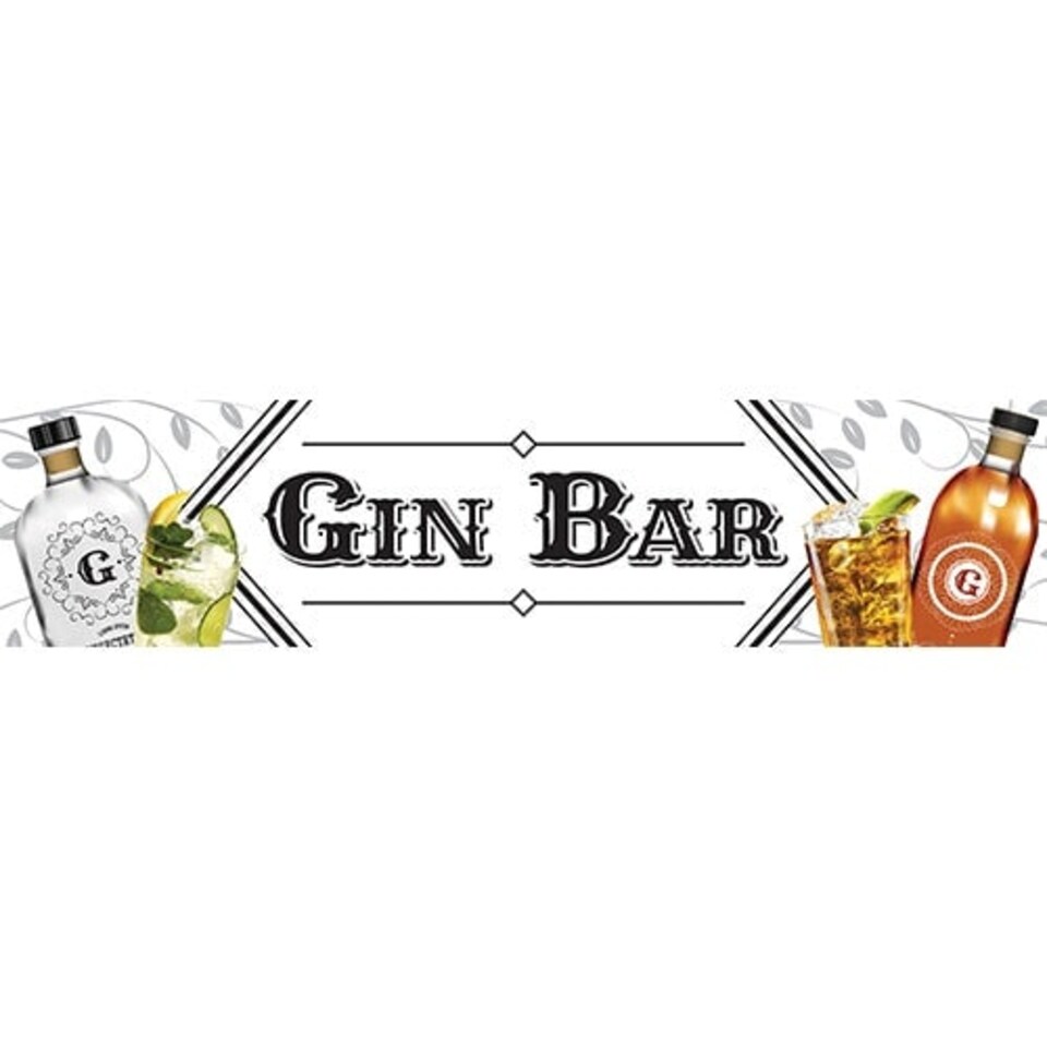 Gin Bar White PVC Party Sign Decoration 110cm x 26cm
