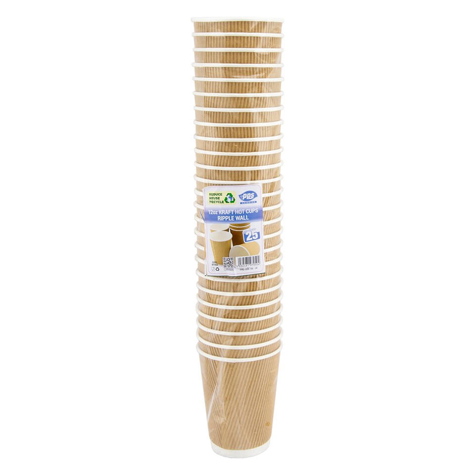image 1 of Ripple Walled Kraft Paper Hot Drinks Cups 340ml - Pack of 25