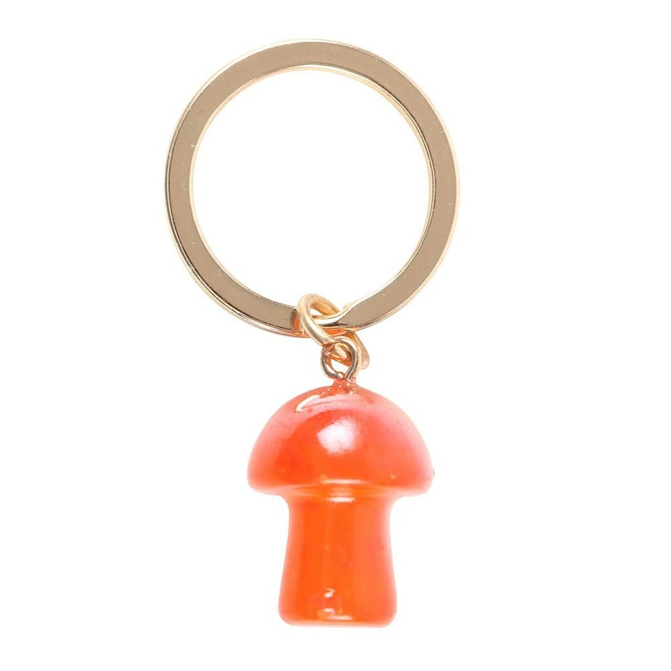 image 1 of Something Different Aura Mushroom Crystal Keyring - Orange - One Size