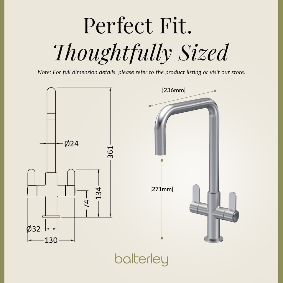 image 1 of Kuma Kitchen Mono Mixer Tap Dual Lever Brushed Nickel 361mm | Silver | Brushed Nickel | 1